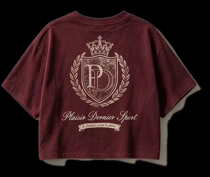 Oxblood cropped Plaisir Dernier tee, back