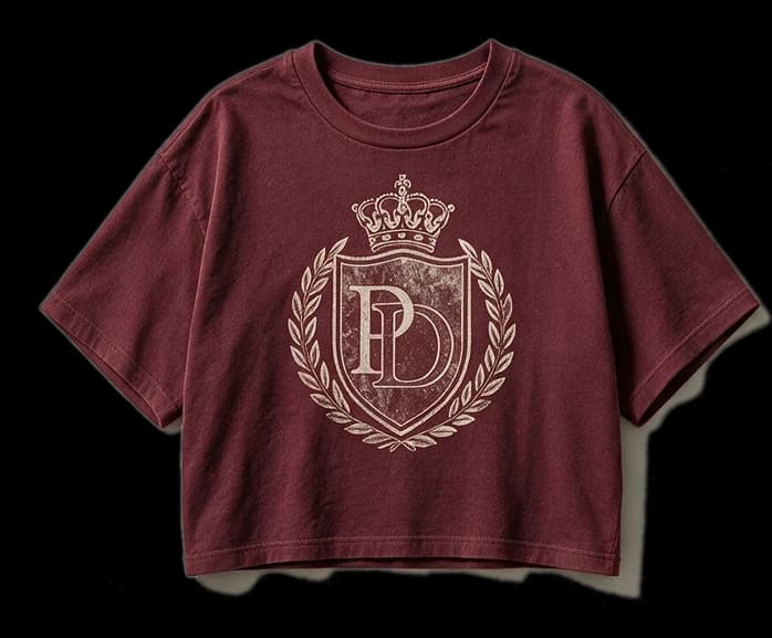 Oxblood cropped Plaisir Dernier tee, front