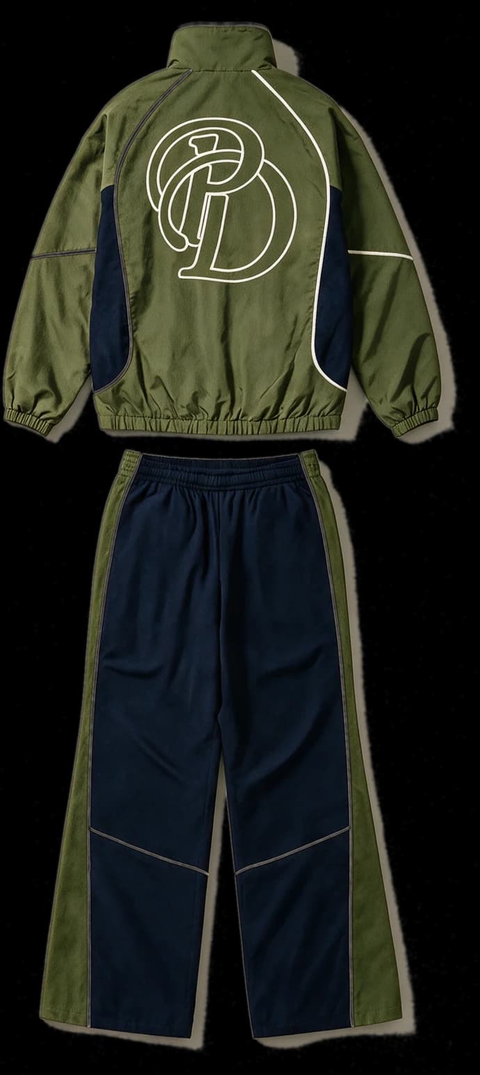 Olive and navy Plaisir Dernier track set, back