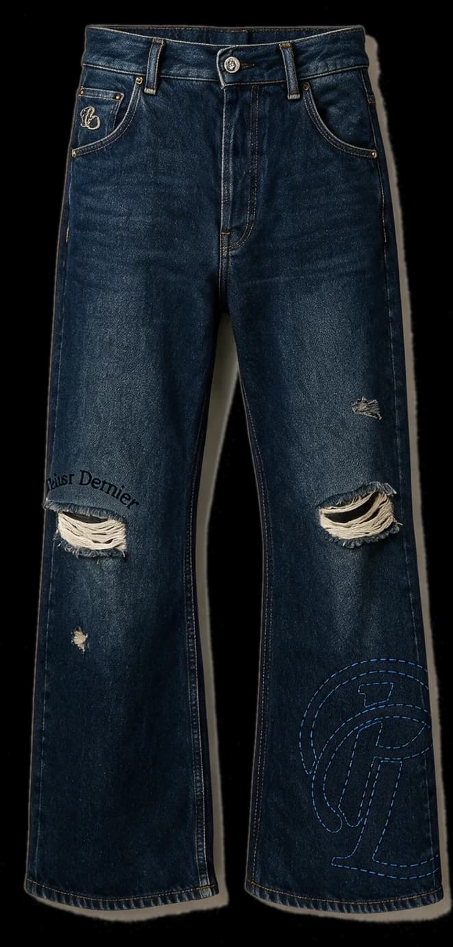 Raw indigo Plaisir Dernier wide denim